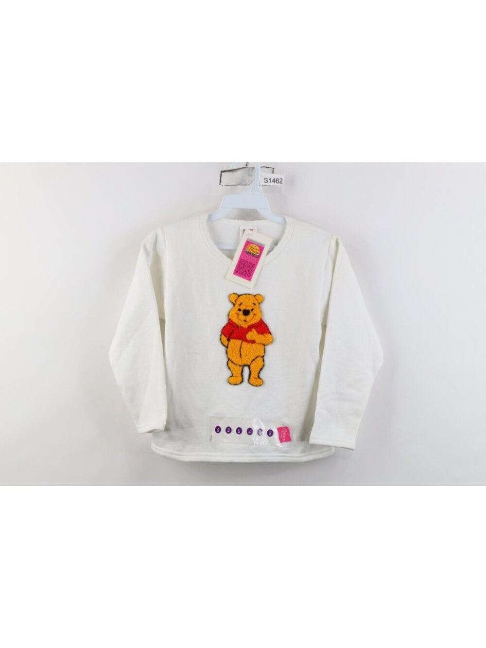 Deadstock Vintage 90s Girls Medium Winnie the Pooh Felt Patch Sweatshirt White